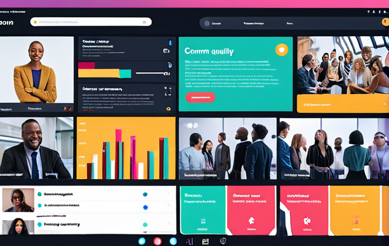 **
Prompt: *A vibrant online community forum with diverse people interacting positively. Emphasis on AI-powered content creation tools simplifying workflow. Background featuring data analytics dashboards showcasing community growth and engagement metrics. Bright, collaborative, and futuristic aesthetic.*
**